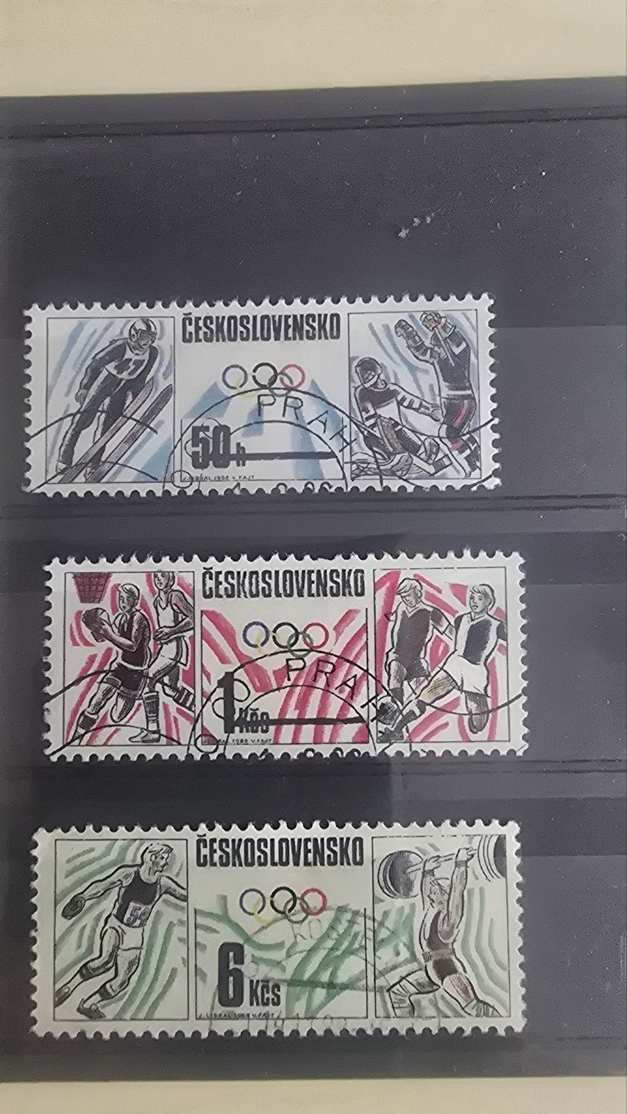 Tsjechoslowakije Olympische Spelen Postzegels, Ophalen of Verzenden
