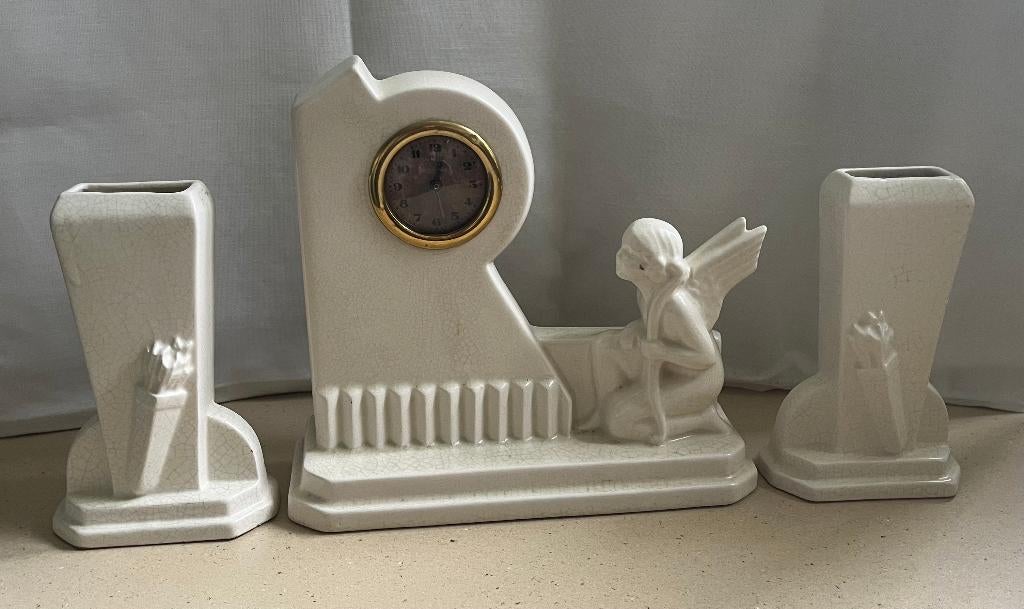 Prachtig Art Deco pendule stel "Artemis of Diana" - puntgaaf, Antiek en Kunst, Ophalen of Verzenden