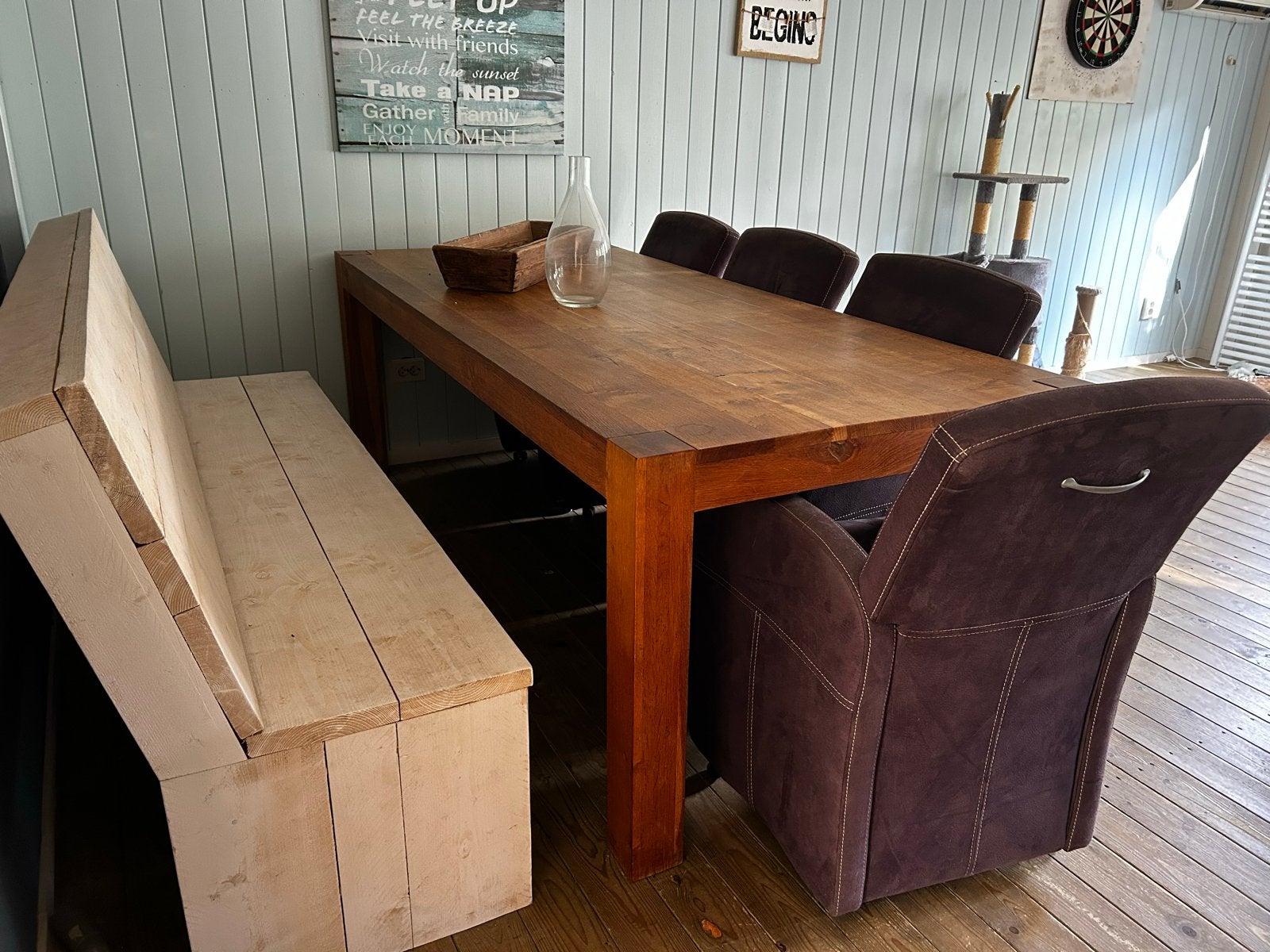 Robuuste eettafel 220x100 cm, Ophalen, Gebruikt, 100 tot 150 cm, 200 cm of meer