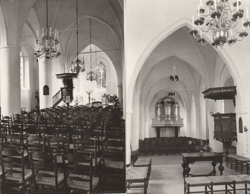 Sleen   3x Interieur van Ned Herv Kerk, Ophalen of Verzenden, 1920 tot 1940, Ongelopen, Drenthe