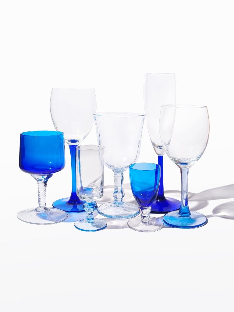 Mix & Match borrel glazen blauw, Glas of Glazen, Verzenden, Overige stijlen, Glas