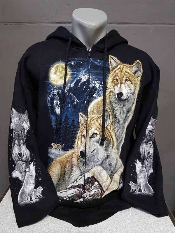 Zwart vest, Wolven, printvest, Ophalen of Verzenden, Nieuw, Overige maten, Zwart