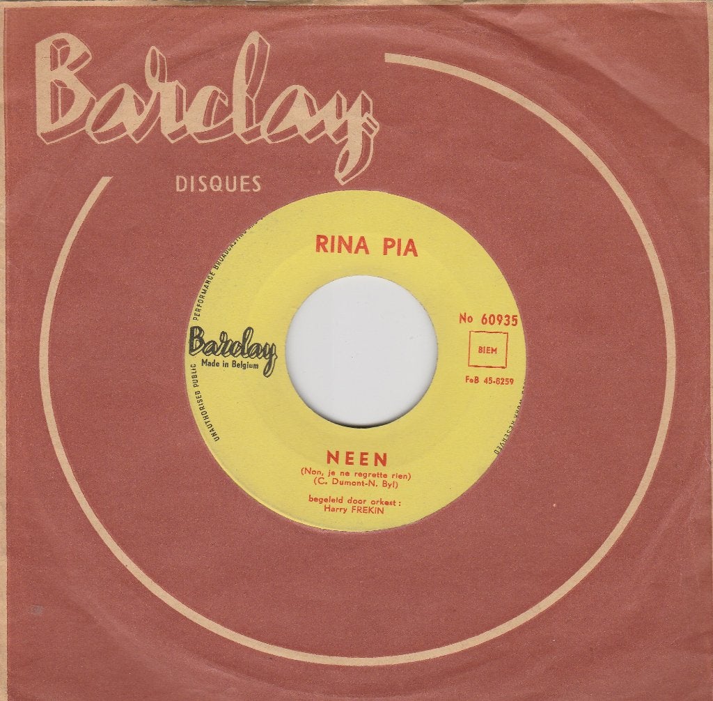 Rina Pia - Neen / Voor d'eerste keer, Gebruikt, 7 inch, Ophalen of Verzenden, Levenslied of Smartlap