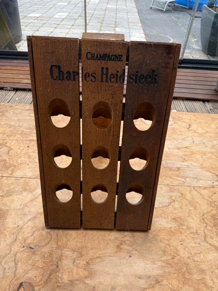 Houten Wijnrek Charles Heidsieck Champagne, Ophalen, Gebruikt, Hout, 5 tot 15 flessen