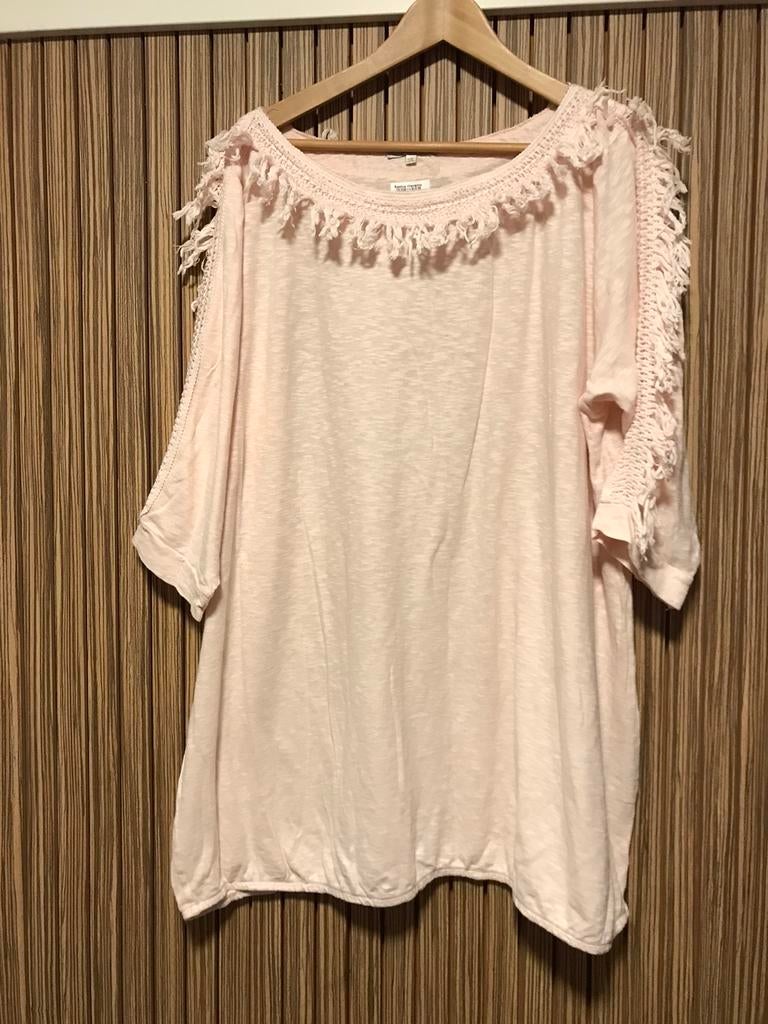 TEAB MS Mode top licht roze 3xl plus size curvy franje, Kleding | Dames, Grote Maten, Verzenden, Shirt of Top, Zo goed als nieuw