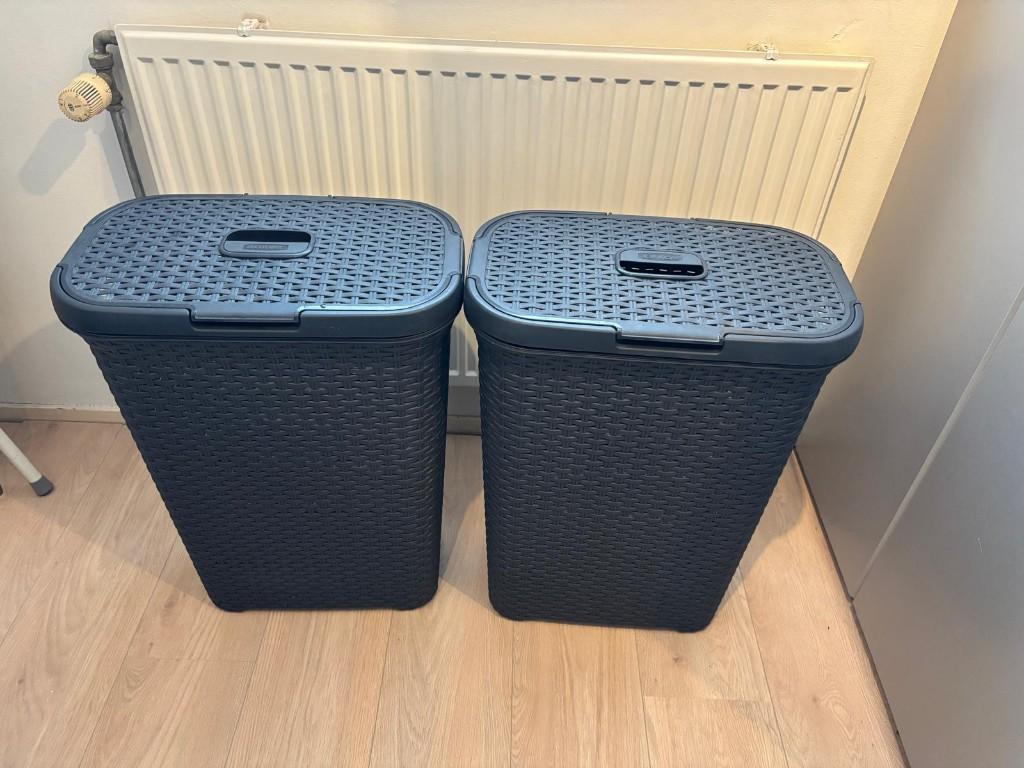 2x Curver Wasbox Style 40 liter Antraciet, Ophalen, Gebruikt, Grijs, Overige typen
