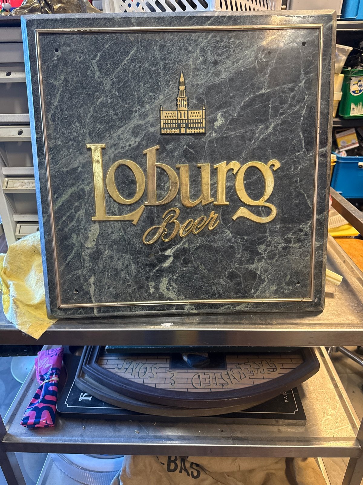 Loburg Beer Marmeren Reclamebord 50x50cm, Ophalen of Verzenden