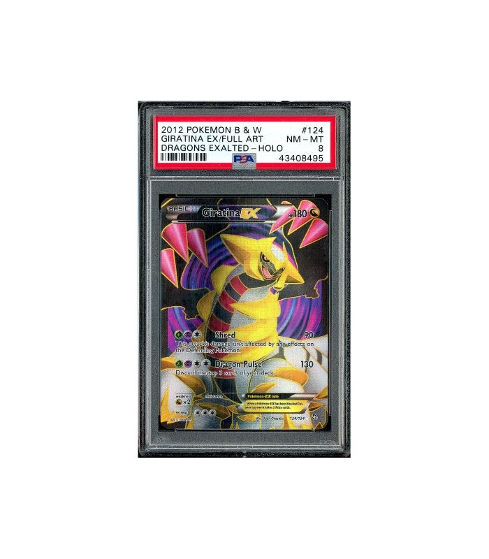 Pokemon Giratina EX Dragons Exalted SR Full Art #124 PSA 8, Ophalen of Verzenden, Zo goed als nieuw, Losse kaart, Foil
