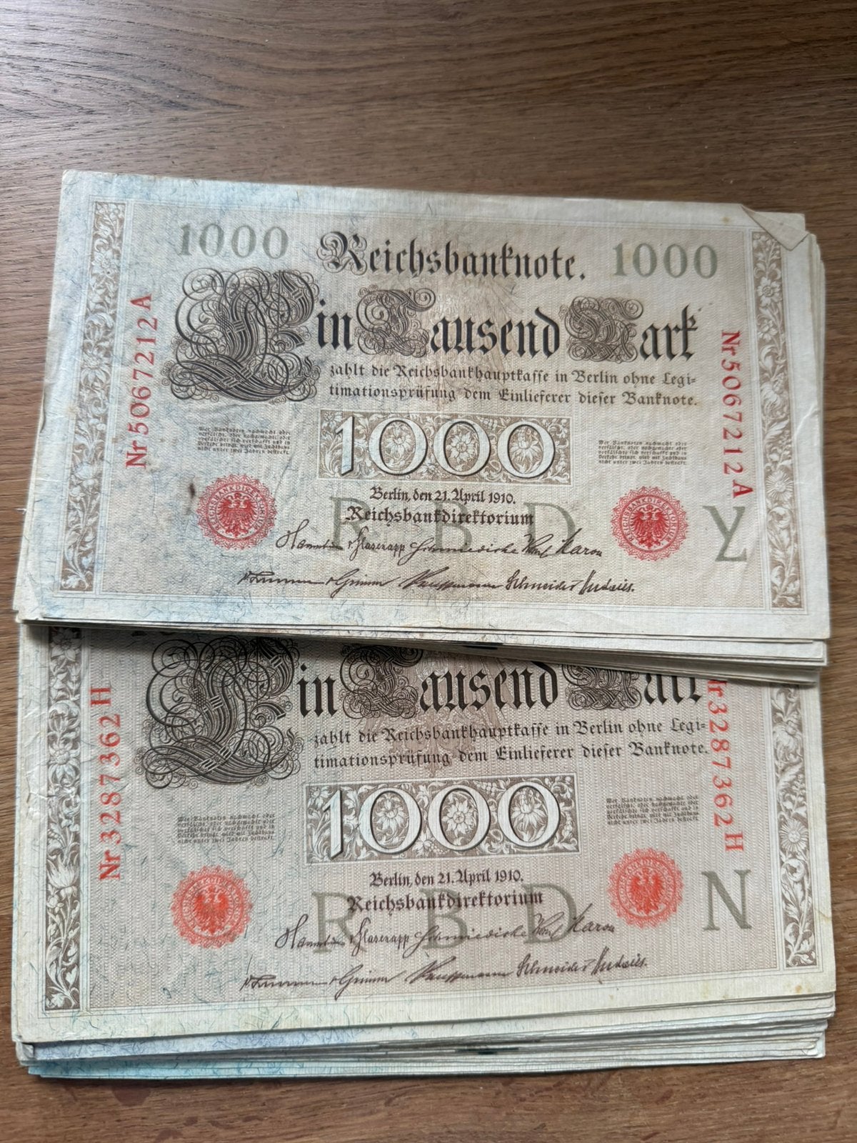 1000 Mark biljetten (53x), Ophalen of Verzenden, Duitsland