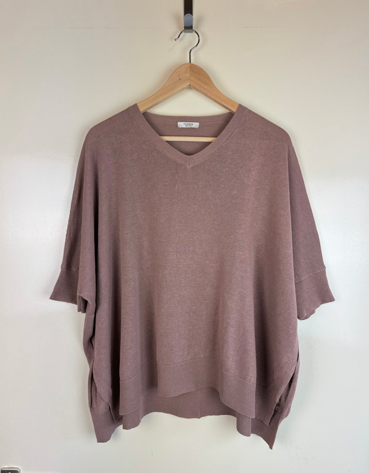 PESERICO Knit Linen Cotton Oversized Jumper Pullover Top, Maat 38/40 (M), Peserico, Beige, Ophalen of Verzenden