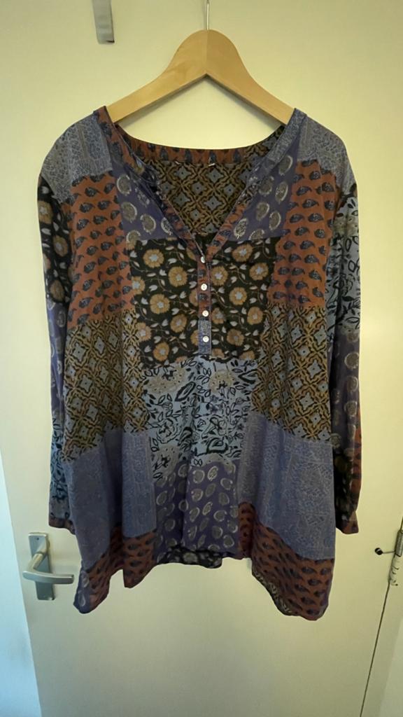 Nog nette katoenen tuniek 50-52, Kleding | Dames, Grote Maten, Ophalen of Verzenden, Gedragen, Blauw, Blouse of Tuniek
