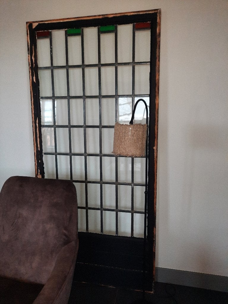 Oude deur met glas in lood, Ophalen, Gebruikt, 80 tot 100 cm, Binnendeur