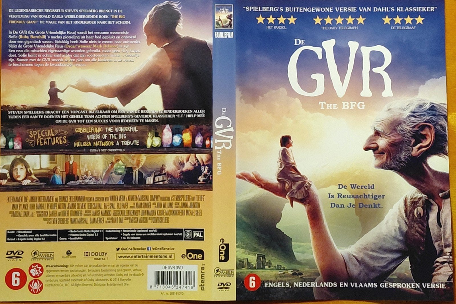 (208) De GVR (The BFG) - Familiefilm DVD, Ophalen of Verzenden, Zo goed als nieuw, Vanaf 6 jaar, Familie