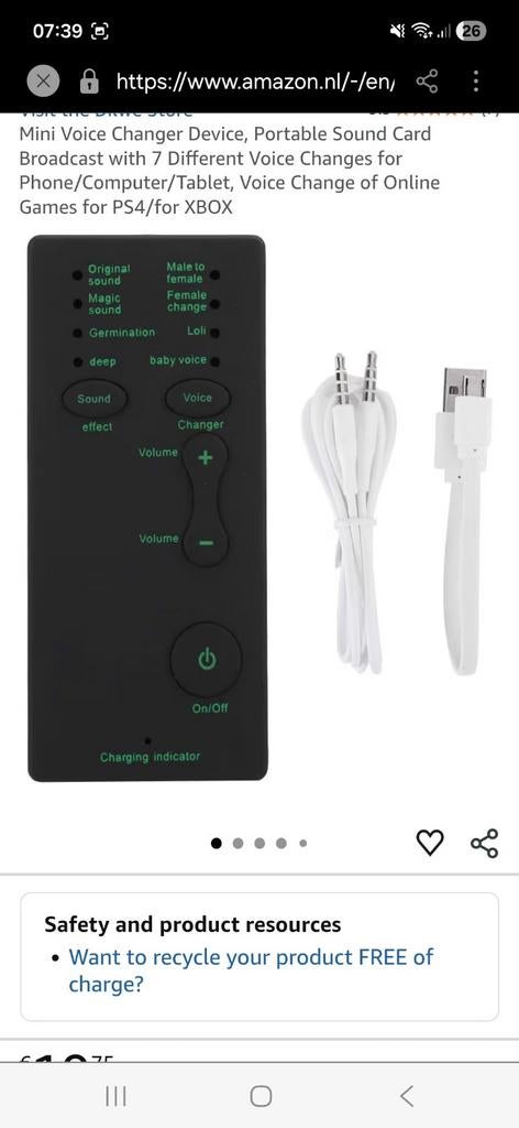 Mini Voice Changer- 7 Stemeffecten voor Gaming/Tel, Spelcomputers en Games, Spelcomputers | Overige Accessoires, Nieuw, Ophalen of Verzenden