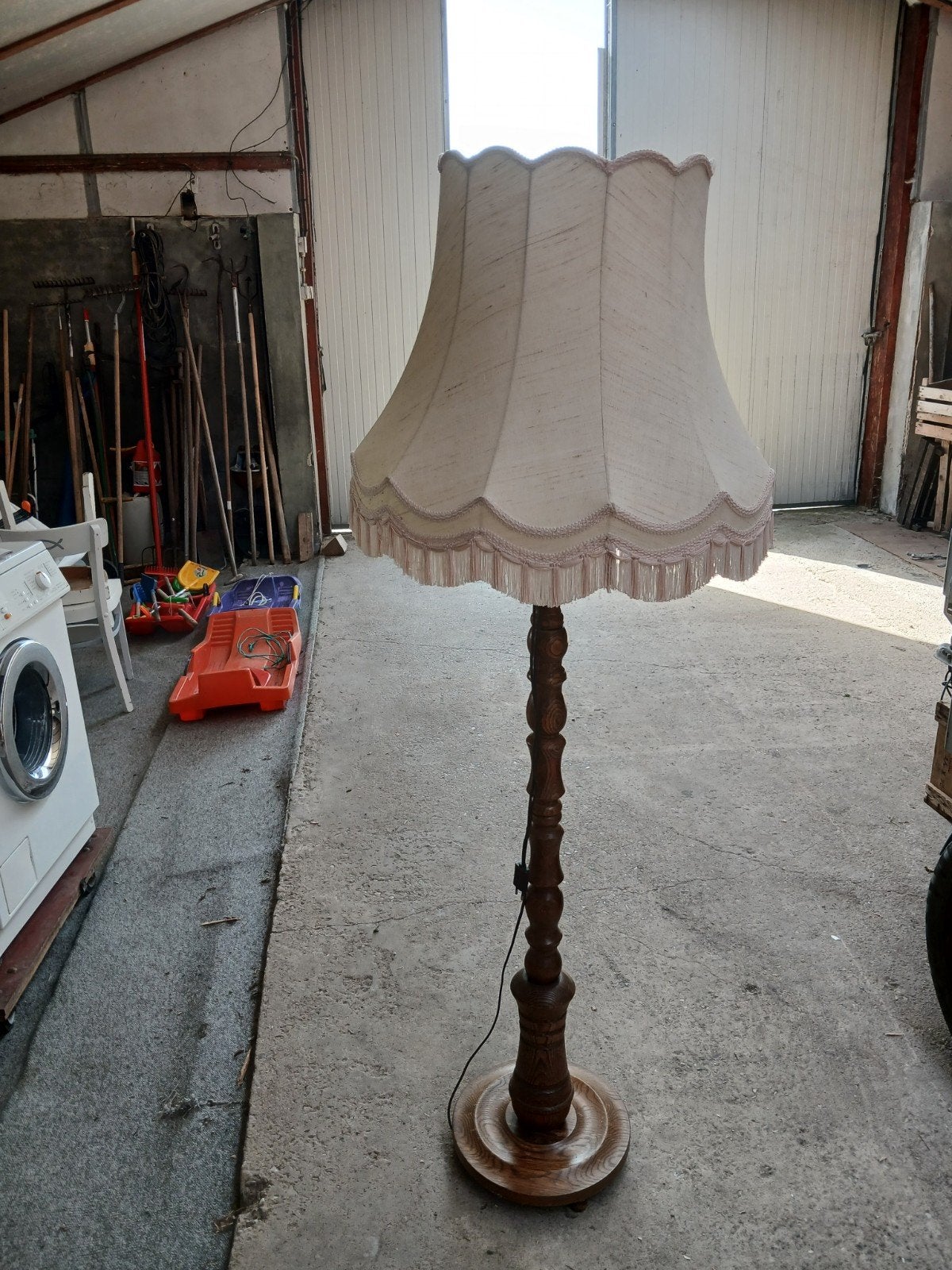 Vintage staande lamp met stoffen kap, Huis en Inrichting, Lampen | Vloerlampen, Ophalen, Gebruikt, Vintage, Klassiek, Retro, Stof