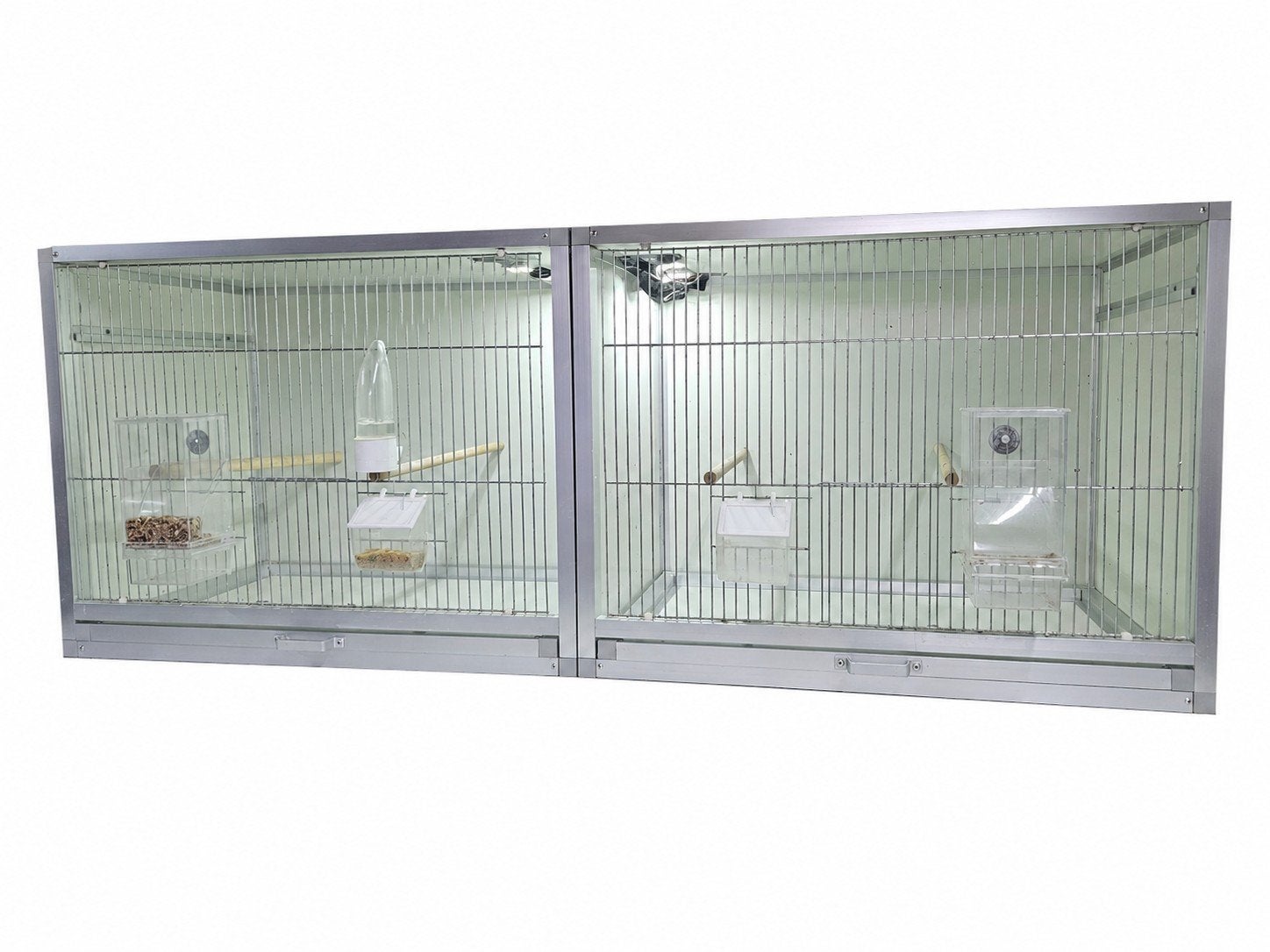 Dubbele kweekkooi incl verlichting, Dieren en Toebehoren, Vogels | Hokken en Kooien, Ophalen, Gebruikt, Aluminium, Broedkooi of Kweekkooi