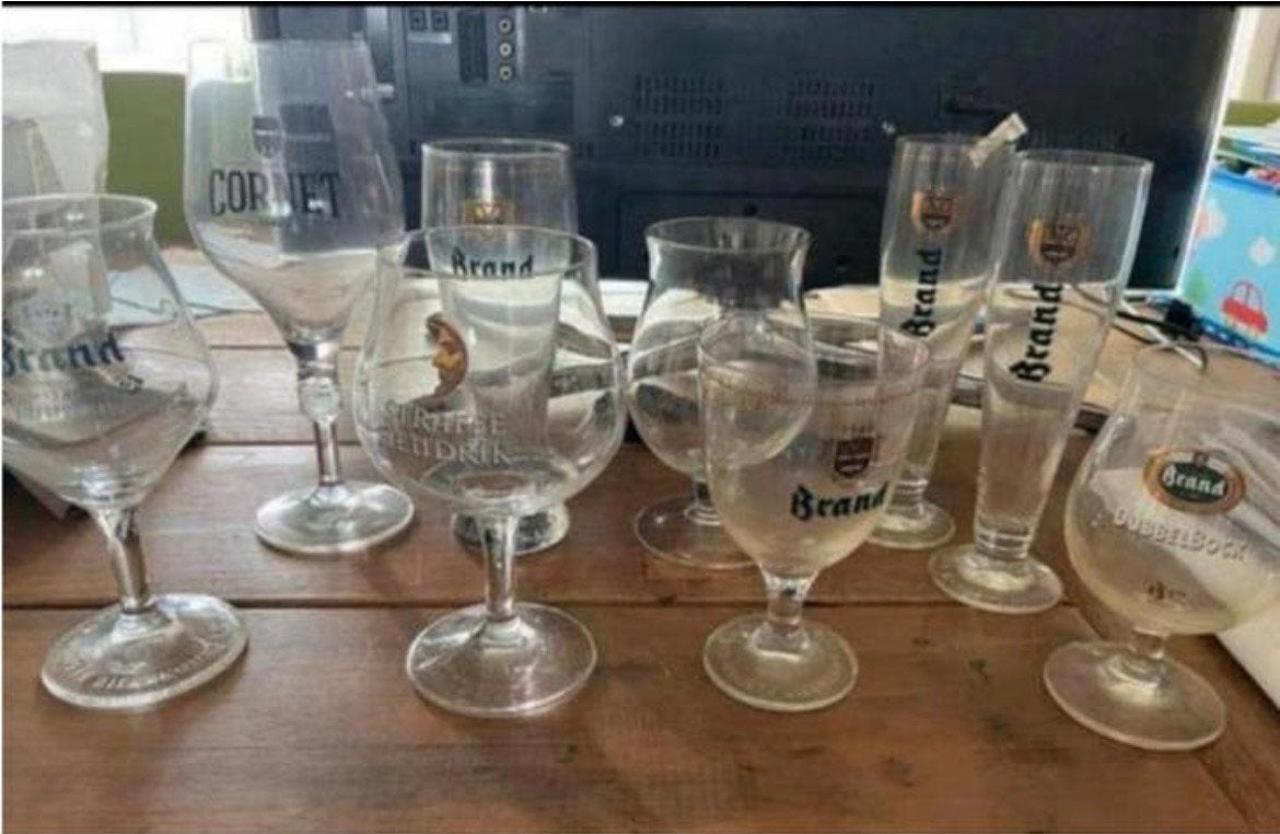 Merk Bierglazen of 6 st. Glazen grote Amuse / IJscoupe 's ., Ophalen of Verzenden, Zo goed als nieuw, Bierglas