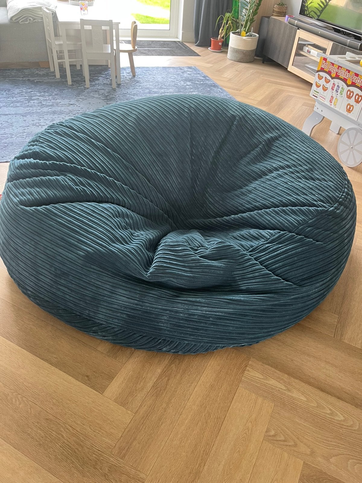 Loungepug Mega-mammoet Zitzak - Corduroy Marineblauw, Huis en Inrichting, Ophalen, Zo goed als nieuw