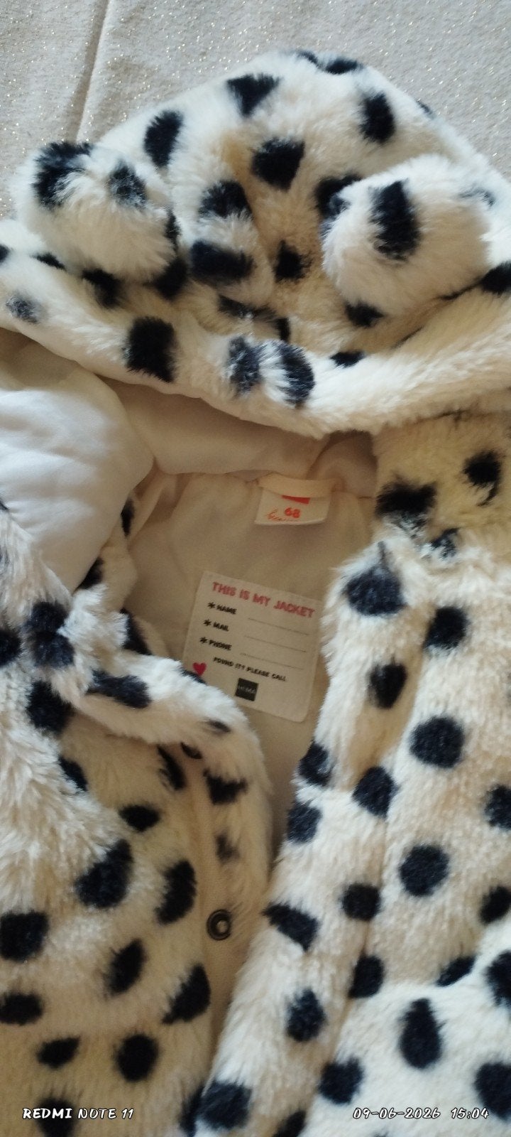 Hema jasje maat 68, dalmatiër print, Kinderen en Baby's, Babykleding | Overige, Ophalen of Verzenden, Zo goed als nieuw, Hema