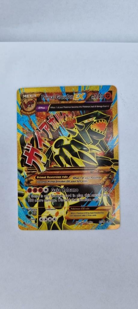 Pokémon kaart Primal Groudon-EX 97/98 – Ultra Rare Full Art!, Ophalen of Verzenden, Zo goed als nieuw, Losse kaart, Foil