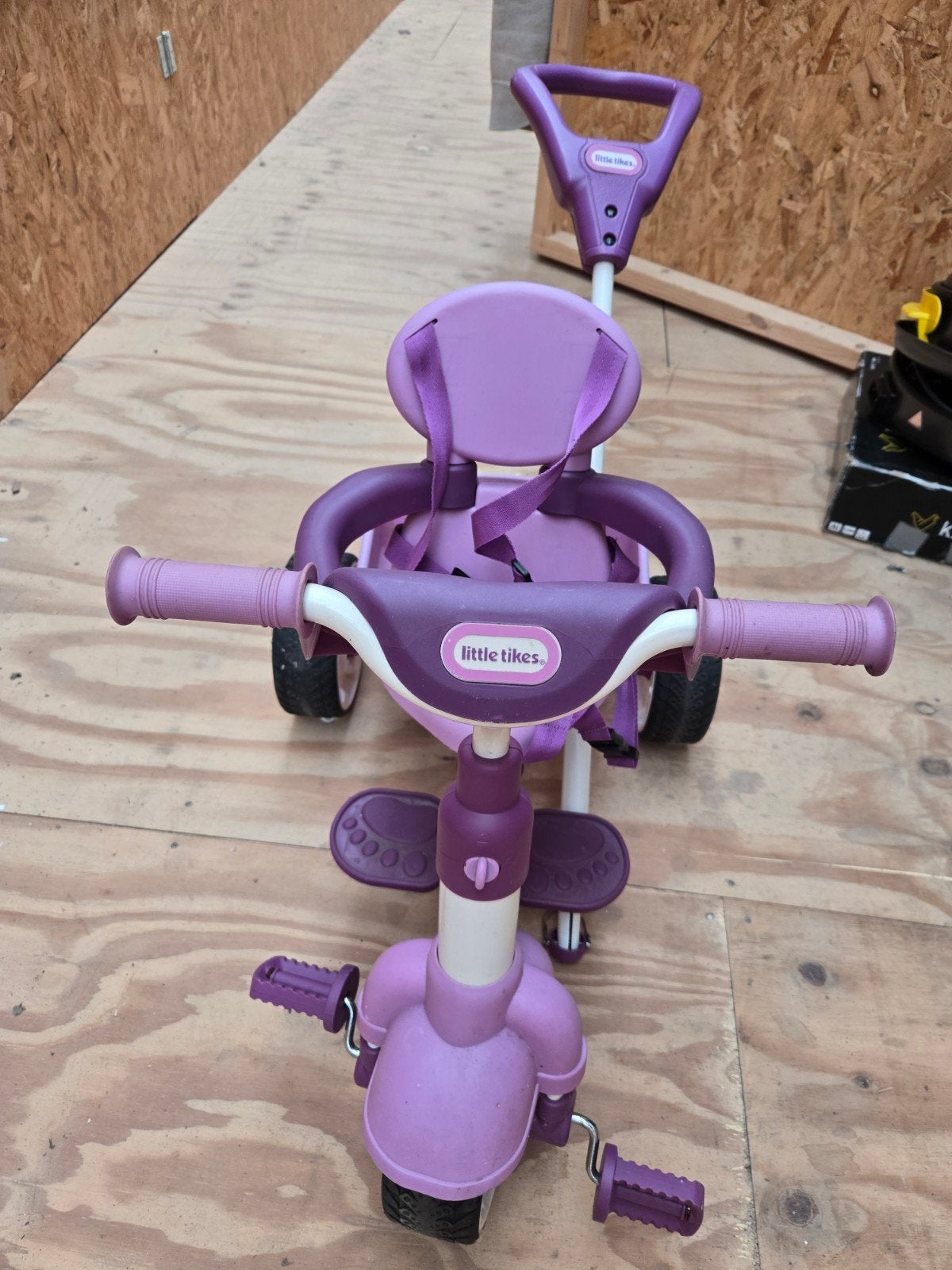 Little Tikes Driewieler met Duwstang - Paars, Fietsen en Brommers, Ophalen of Verzenden, Gebruikt, Little Tikes, Verstelbare zitting