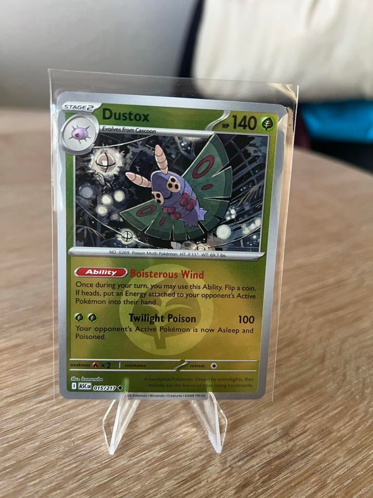 Dustox Pokémon Kaart 015/217 - ASC Energy, Ophalen of Verzenden, Zo goed als nieuw, Losse kaart