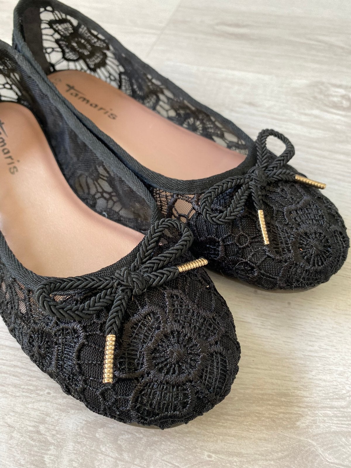 Ballerina’s | TAMARIS | zwart kant | maat 39, Kleding | Dames, Zwart, Zo goed als nieuw, Ballerina's, Ophalen of Verzenden