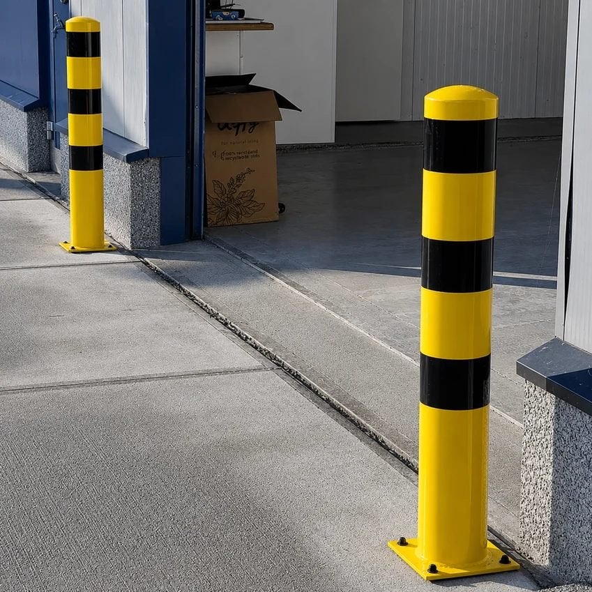 Rampaal Ø152 mm x 100 cm in geel-zwart met voetplaat, Ophalen of Verzenden, Nieuw