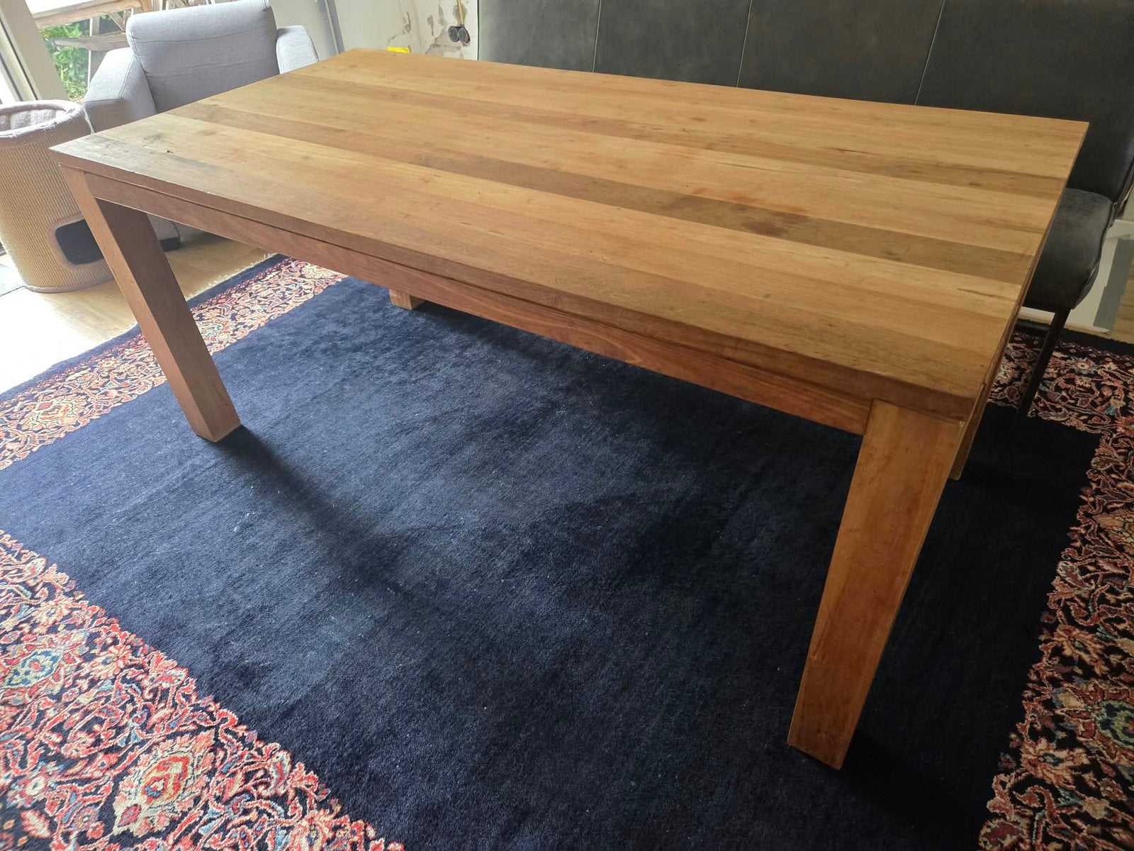 Teak houten eettafel moet nu weg!!, Ophalen, Gebruikt, Teakhout, 50 tot 100 cm