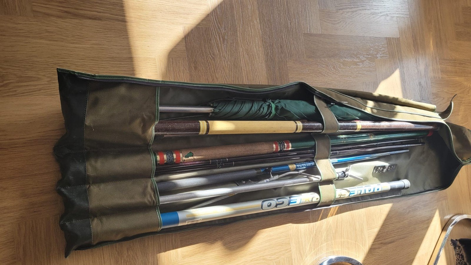 Complete visuitrusting: hengels, , met leefnet en tas, Ophalen, Gebruikt, Complete hengel