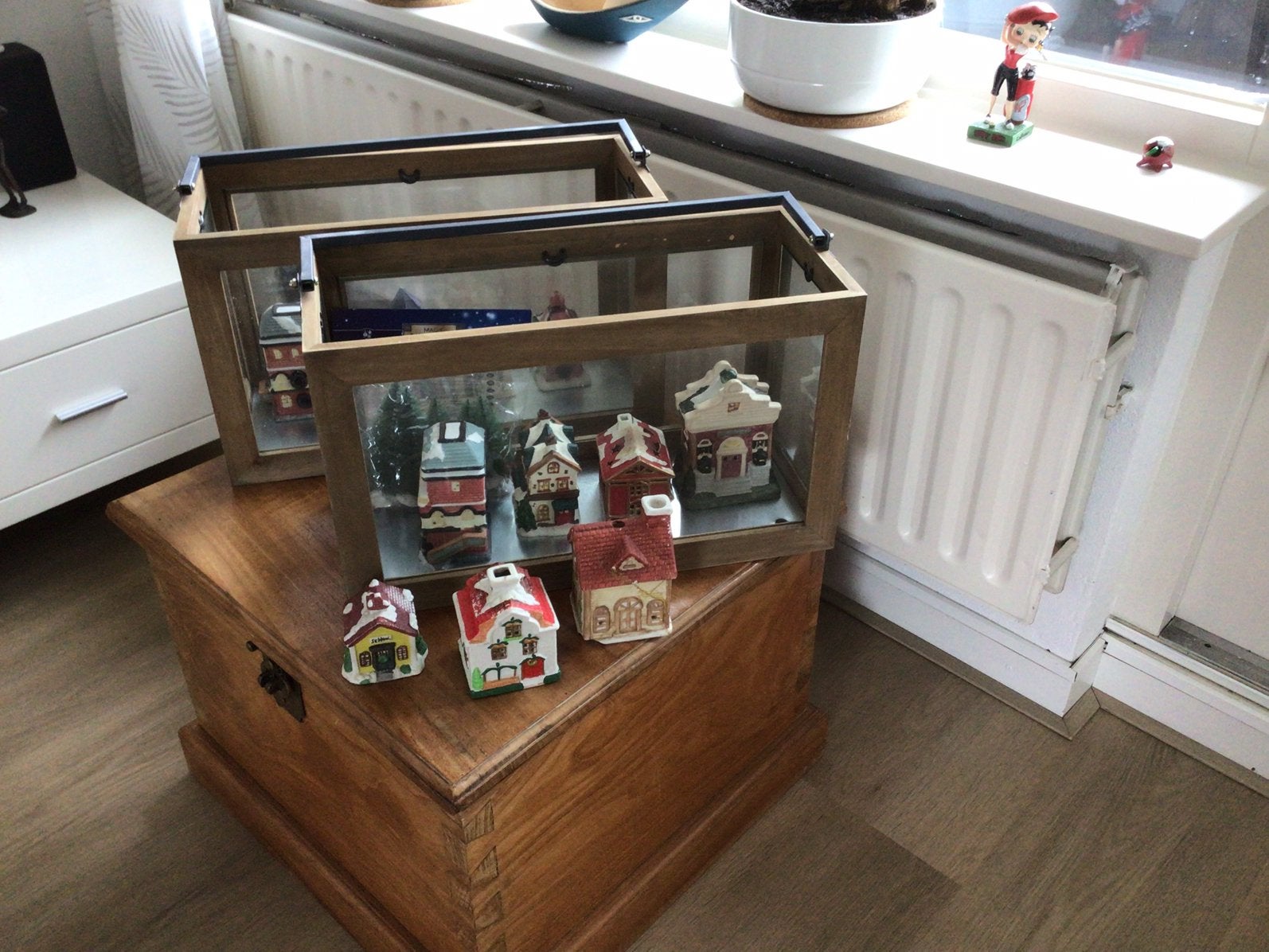 2 lantaarns met huisjes ( Kerst), Ophalen, Gebruikt