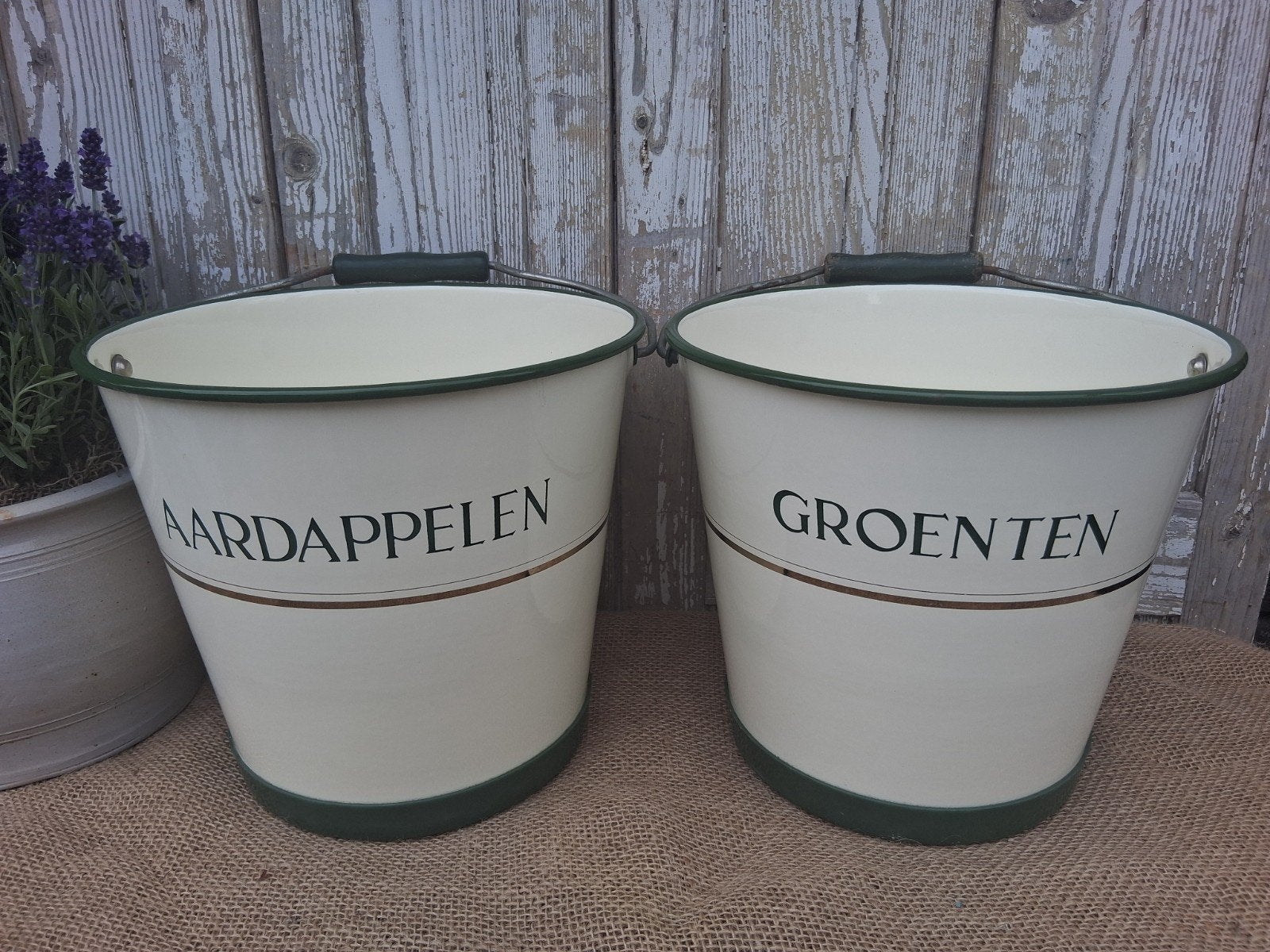 Set emaille aardappelen en groenten emmers ZGAN brocante, Ophalen of Verzenden