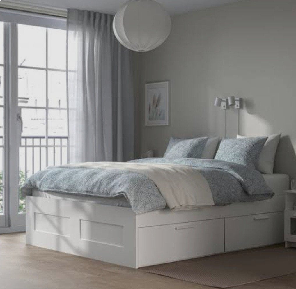 Ledikant 160 x 200 met 4 laden lattenbodem, Huis en Inrichting, Slaapkamer | Bedden, Ophalen, Verstelbaar, Wit, Tweepersoons