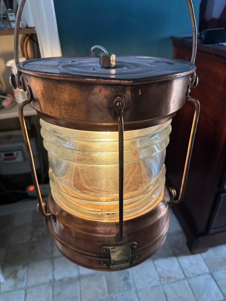 Scheepslamp koper, groot en zwaar., Ophalen of Verzenden