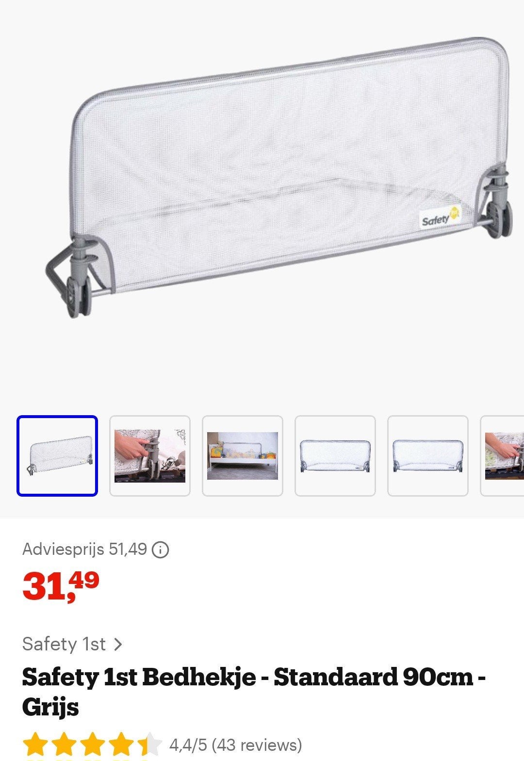 Safety 1st Bedhekje  (2 stuks beschikbaar), Ophalen, Zo goed als nieuw, Minder dan 140 cm, Minder dan 70 cm