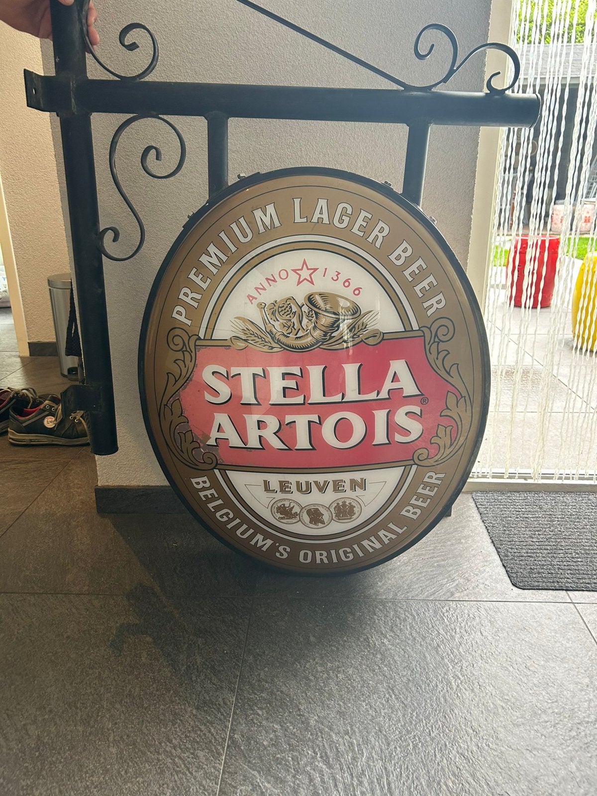 Stella Artois lichtreclame / bierlamp / bierreclame, Ophalen of Verzenden, Zo goed als nieuw, Reclamebord, Plaat of Schild, Overige merken