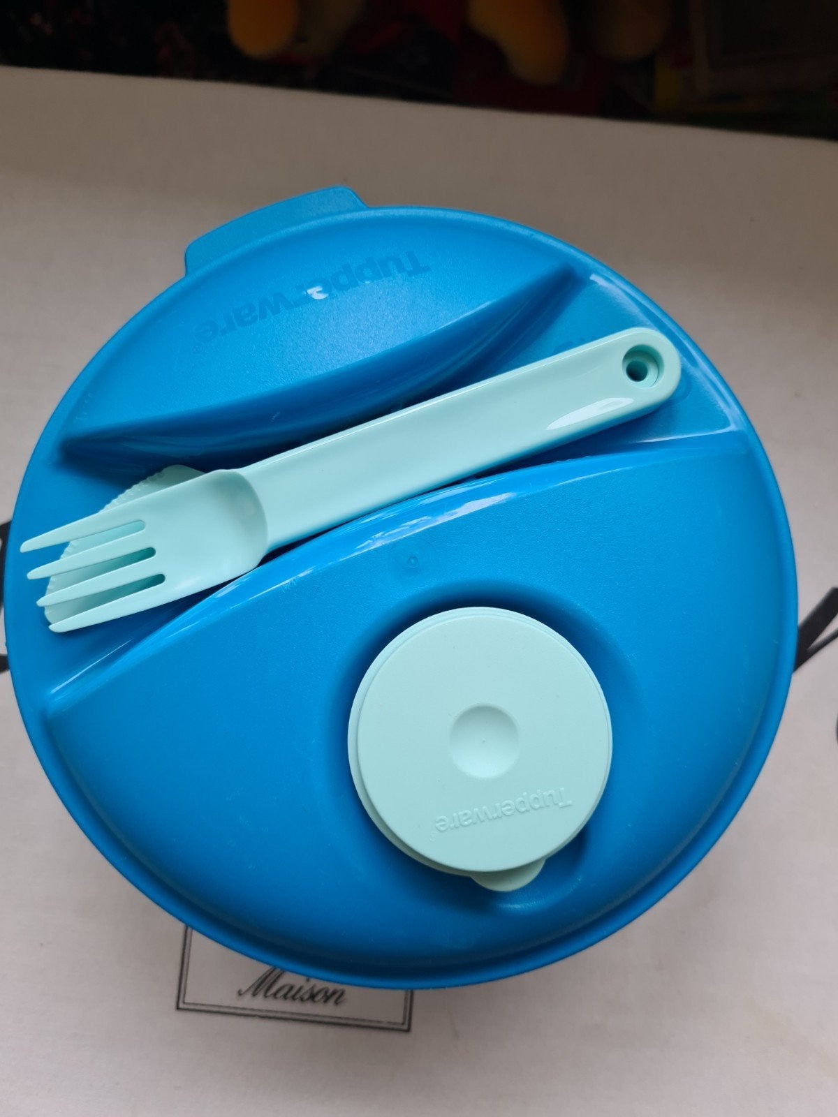 Tupperware Fris Op Weg lunchbox met bestek, Bewaardoos, Ophalen of Verzenden, Zo goed als nieuw, Met bestek