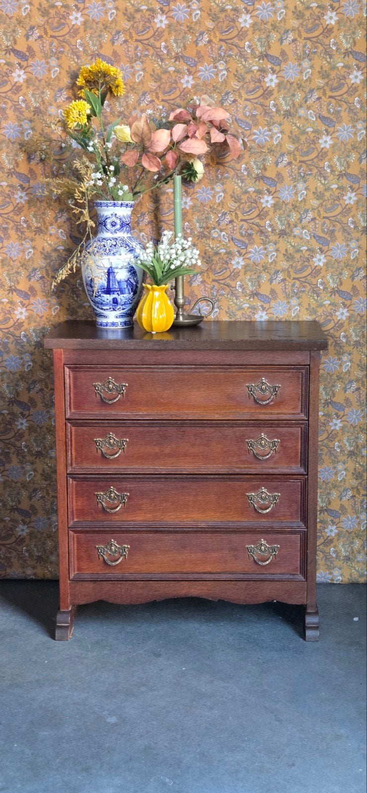 antieke brocante engelse eiken commode ladenkast, Ophalen, Gebruikt, 100 tot 150 cm, 3 of 4 laden