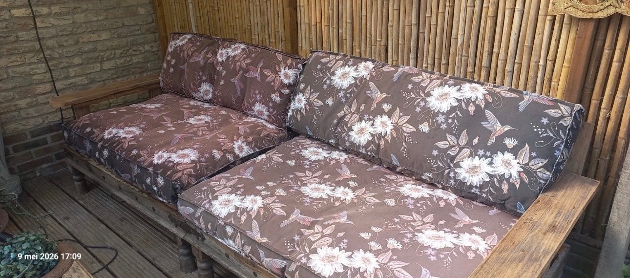 2 Karwei palletkussens velvet, incl. pallet, 2 zitplaatsen, Overige materialen, Gebruikt, Ophalen of Verzenden