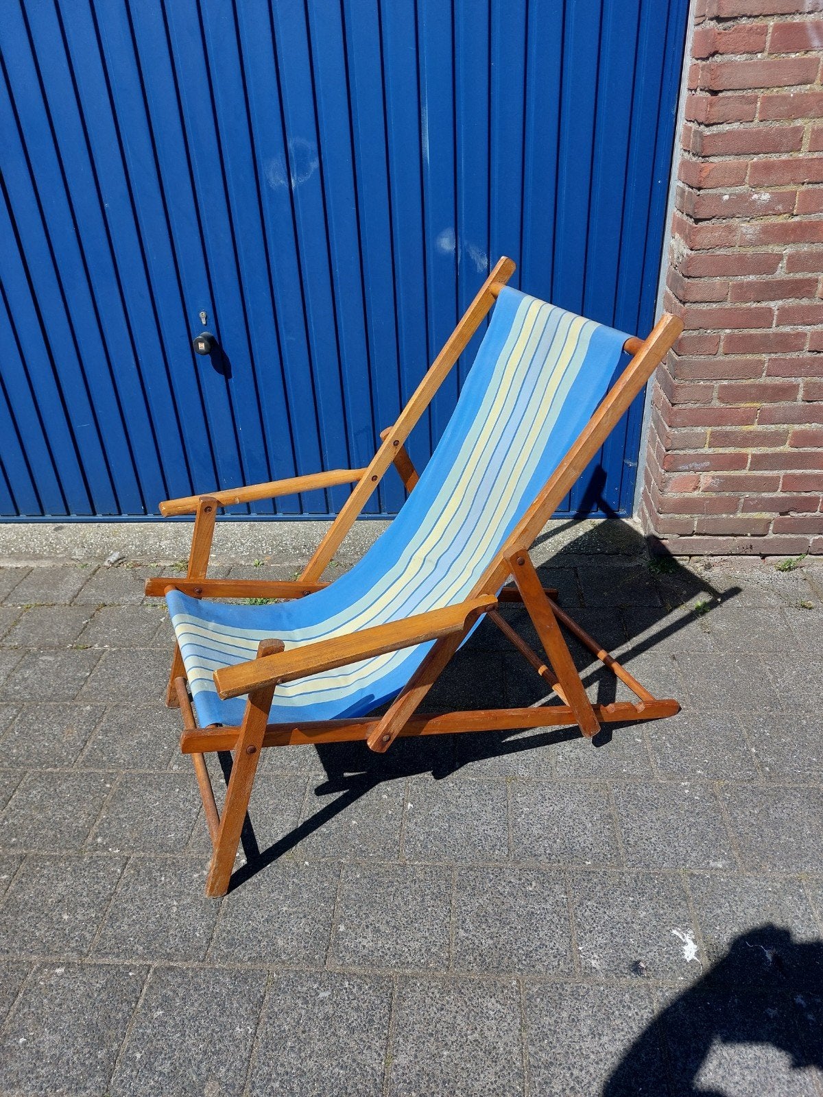Vintage strandstoel ligbed Inklapbaar, Ophalen, Hout, Inklapbaar