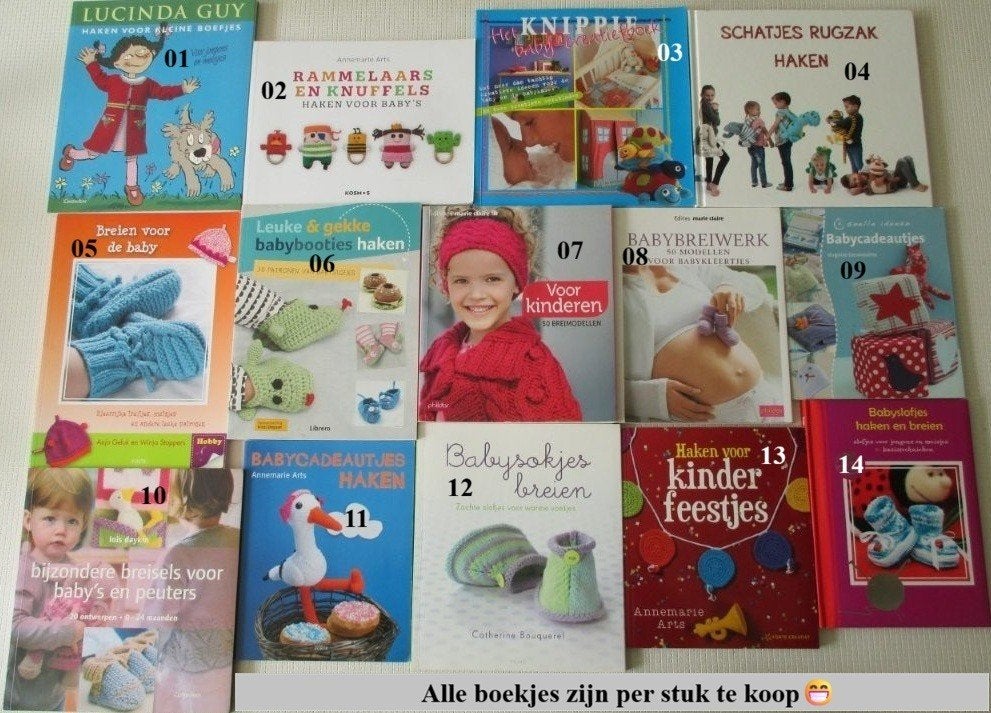 Haakboeken,Breiboeken,Haken,Breien,Baby,Sokjes,Rugzak,Peuter, Verzenden, Zo goed als nieuw, Breien of Haken, Patroon of Boek