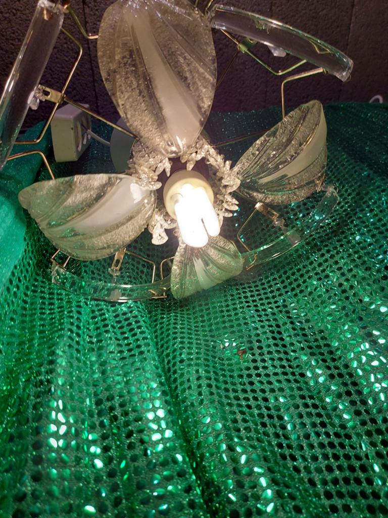 Mooi en roestvrij en glas hanglamp, Ophalen, Zo goed als nieuw, Glas, Minder dan 50 cm
