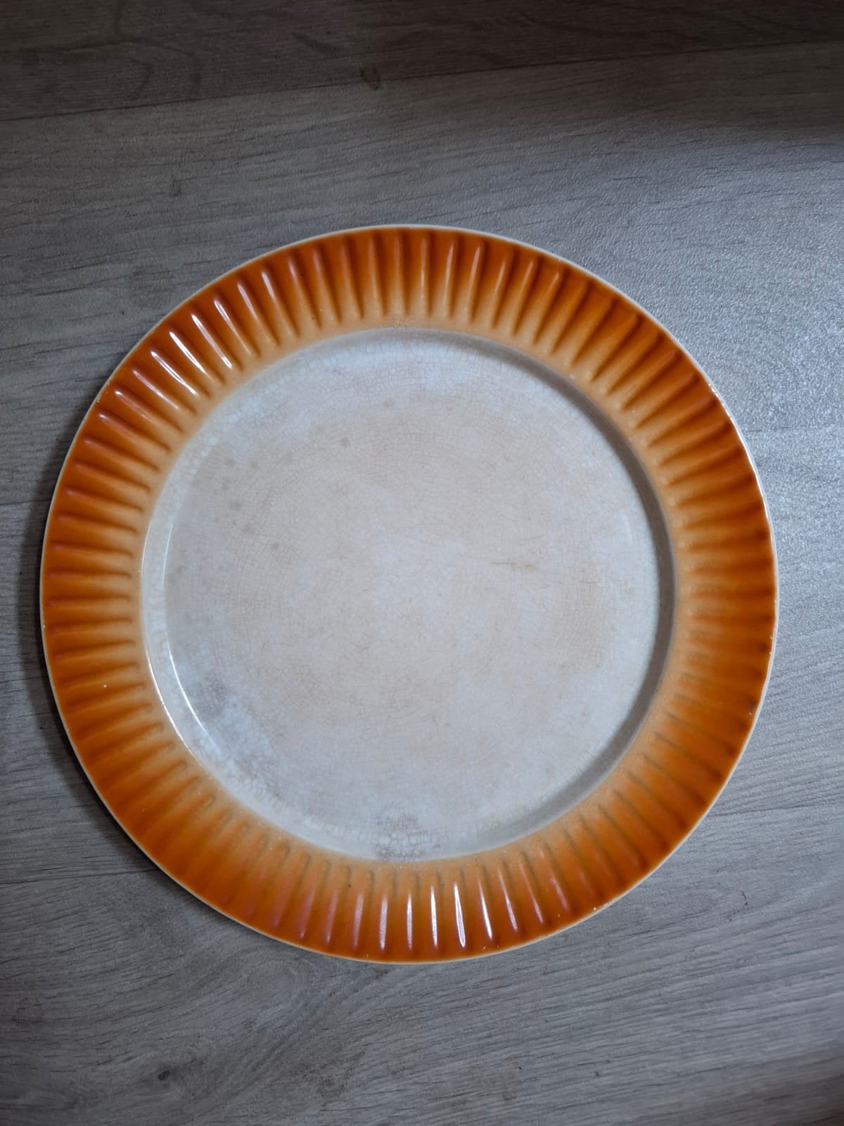 Vintage Petrus Regout Maastricht bord - Oranje/Crème, Ophalen