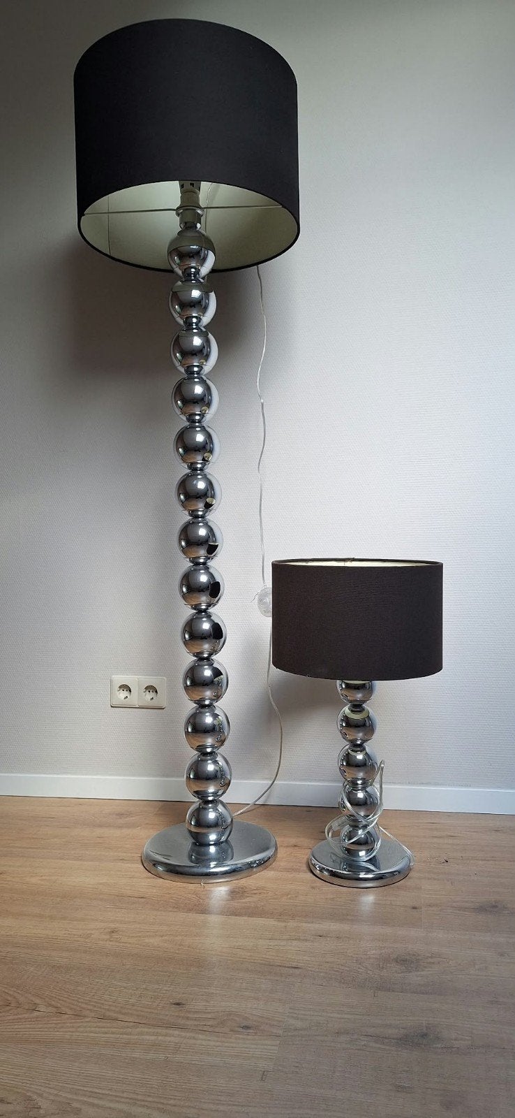 Set van 2 moderne lampen: vloerlamp en tafellamp, Gebruikt, Metaal, Ophalen of Verzenden, Modern