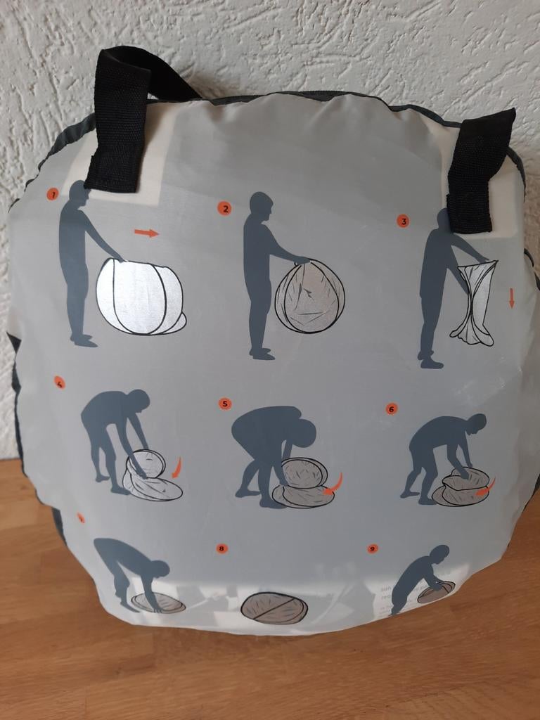Deryan, campingbedje baby, pop up systeem, crême-antraciet., Ophalen of Verzenden, Zo goed als nieuw, Reisbedje