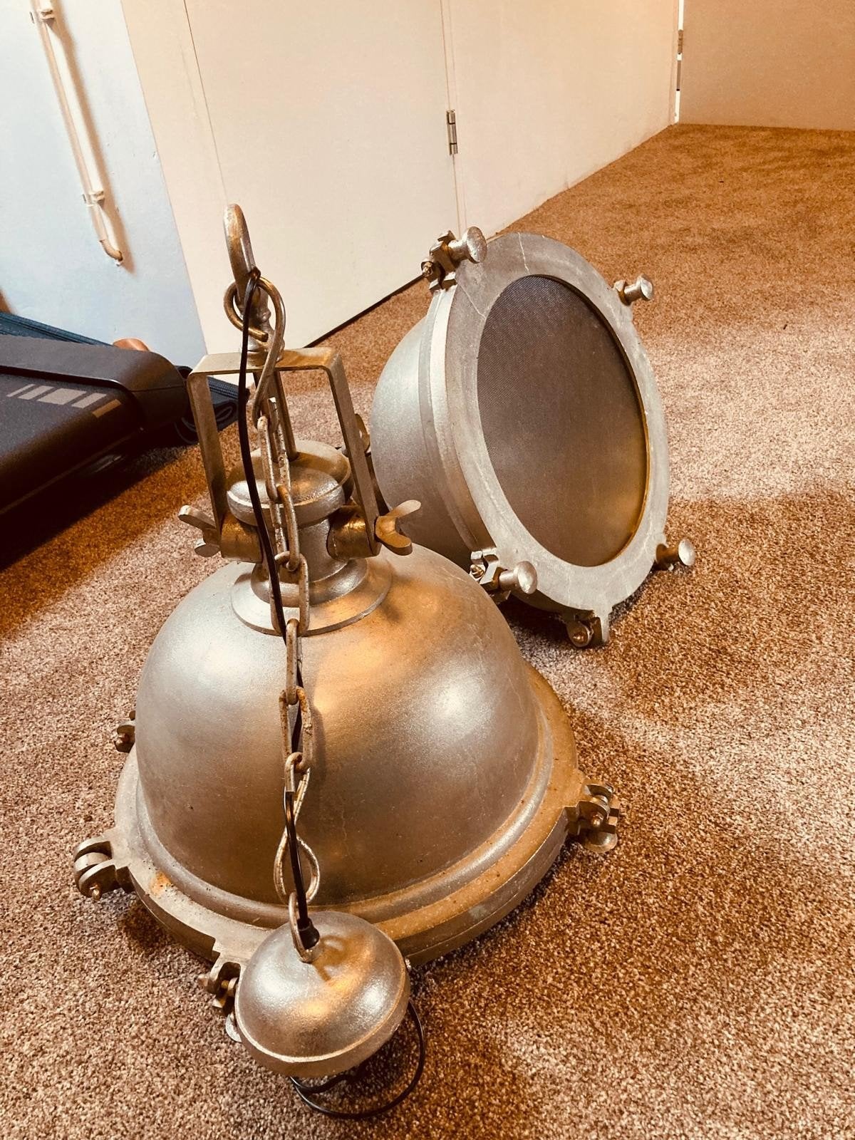 Foto 7 van Industriële vintage hanglampen (2 stuks) maritieme stijl