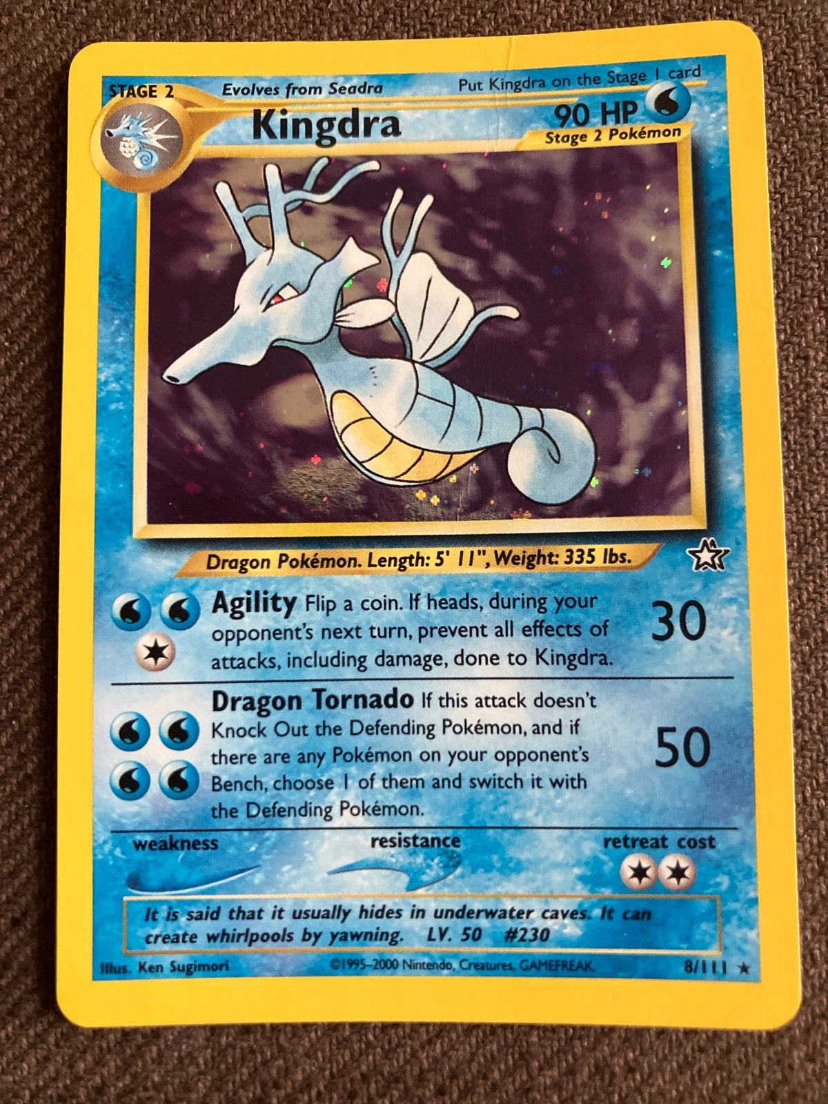 Kingdra Pokémon Kaart 8/111 Neo Genesis Holo, Verzenden, Gebruikt, Losse kaart