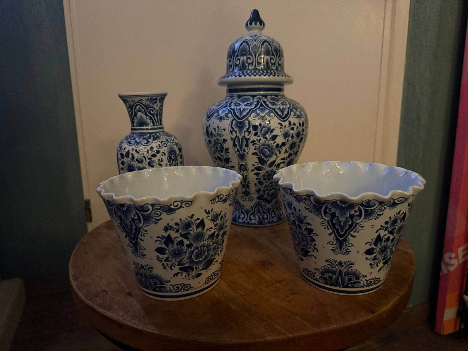 Mooie collectie van 4 originele Potterie Oud Delft stukken, Ophalen of Verzenden