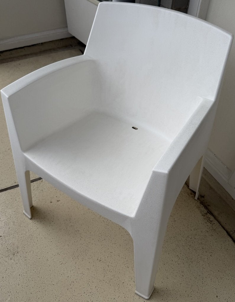 Tuinstoel kunststof wit 3 stuk, Ophalen, Gebruikt, Kunststof, Stapelbaar