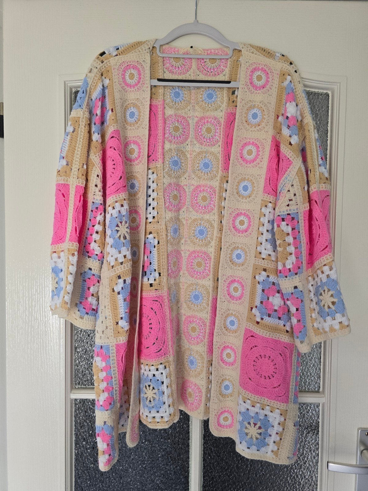 nieuw gehaakt vest roze blauw 42 44 46, Ophalen of Verzenden, Nieuw, Maat 46/48 (XL) of groter, Blauw
